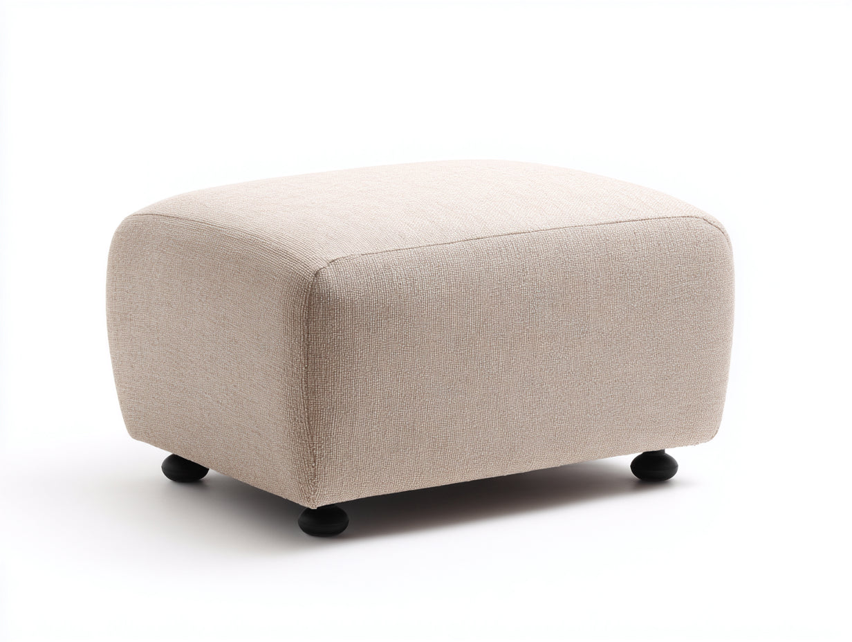 Polsterhocker aus Strukturstoff 72×58×38 cm – Beige Schwarz – niedrige Form mit Füßen fürs Schlafzimmer