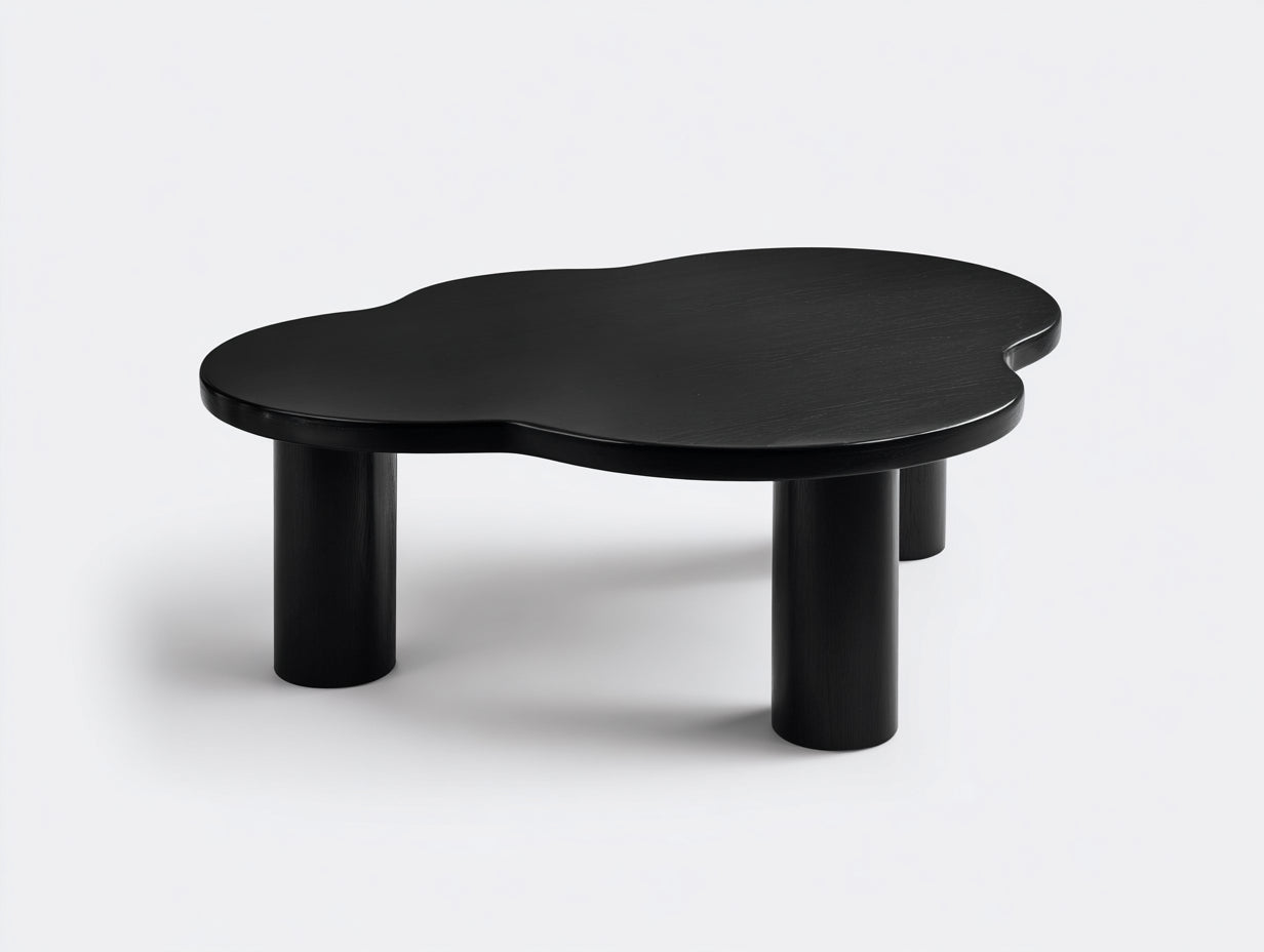 Couchtisch-Holz-125×78×43 cm-Schwarz-asymmetrisches Design fürs Wohnzimmer