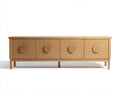 Lowboard 180 × 42 × 62 cm aus Eichenholz – Eiche Natur – 4 Türen mit runden Holzgriffen