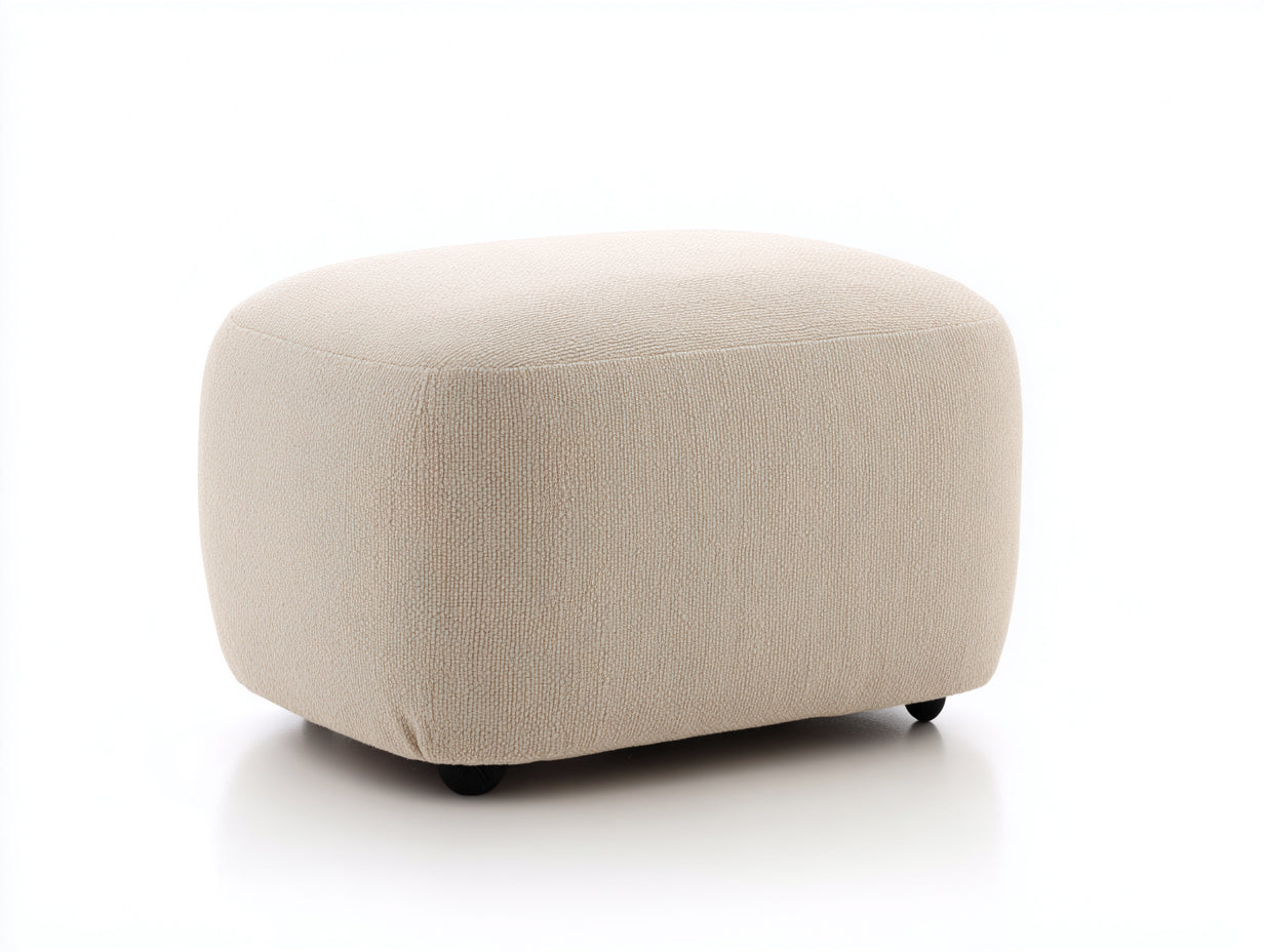 Polsterhocker-Stoff-72×58×42 cm-Creme-modern für Schlafzimmer mit Rollen