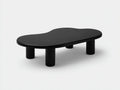 Couchtisch aus Holzwerkstoff 120×64×32 cm – Schwarz – Bohnenform mit 4 Rundbeinen fürs Wohnzimmer