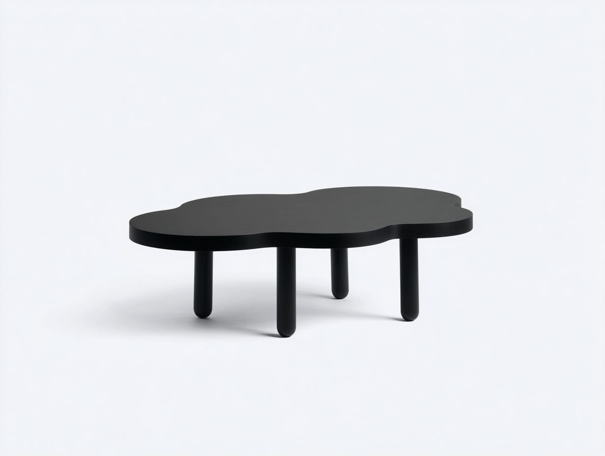 Couchtisch-Holz-118×76×41 cm-Schwarz-organische Form fürs Wohnzimmer