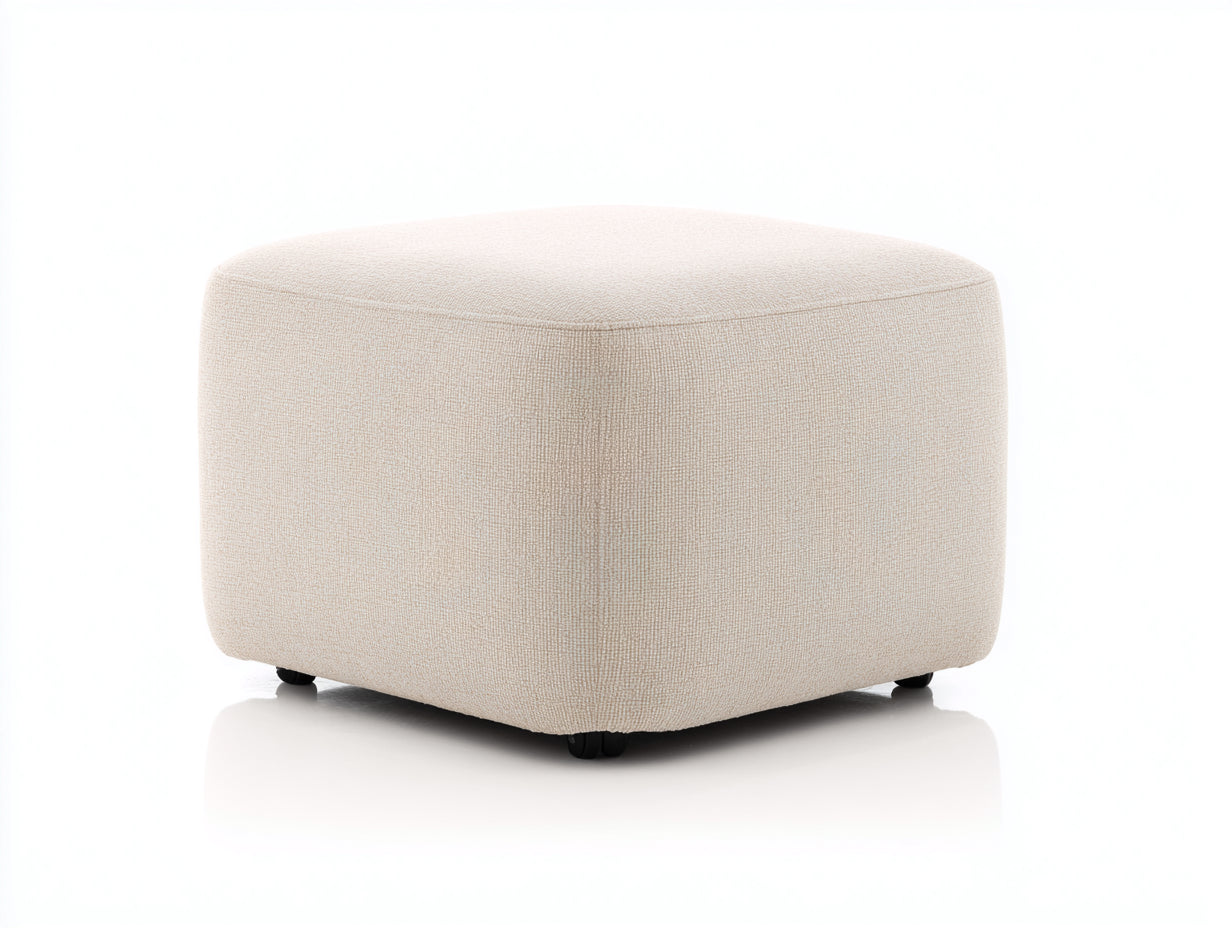 Polsterhocker-Stoff-68×60×43 cm-Beige-minimalistisch für Schlafzimmer mit Rollen