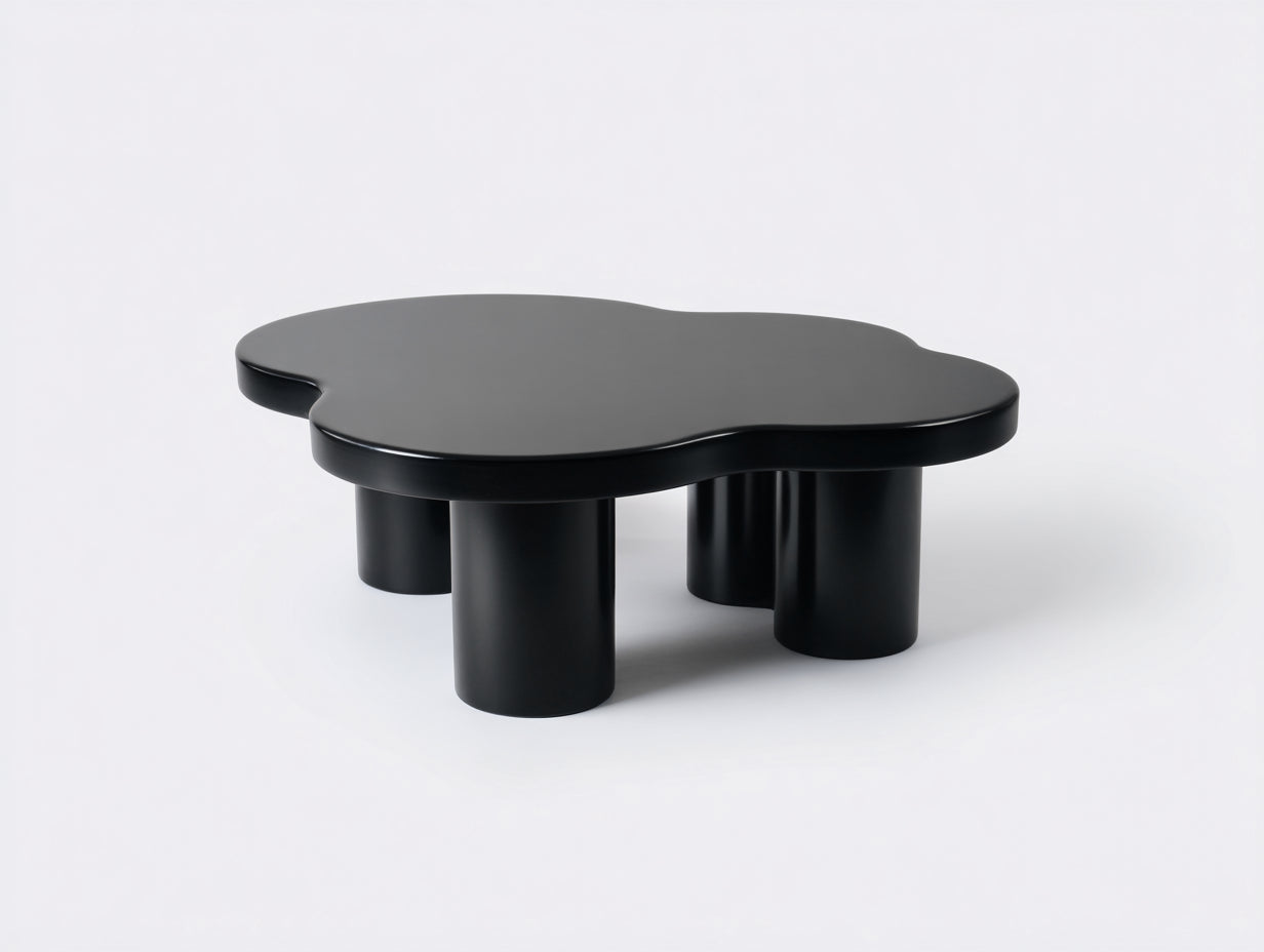 Couchtisch-Holz-120×80×42 cm-Schwarz-organische Form fürs Wohnzimmer