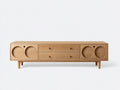 Lowboard aus Eichenholz 180×42×60 cm – Naturholz – 2 Türen und 2 Schubladen fürs Wohnzimmer