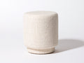 Polsterhocker-Stoff-45×45×50 cm-Creme-mit Sockel für Schlafzimmer