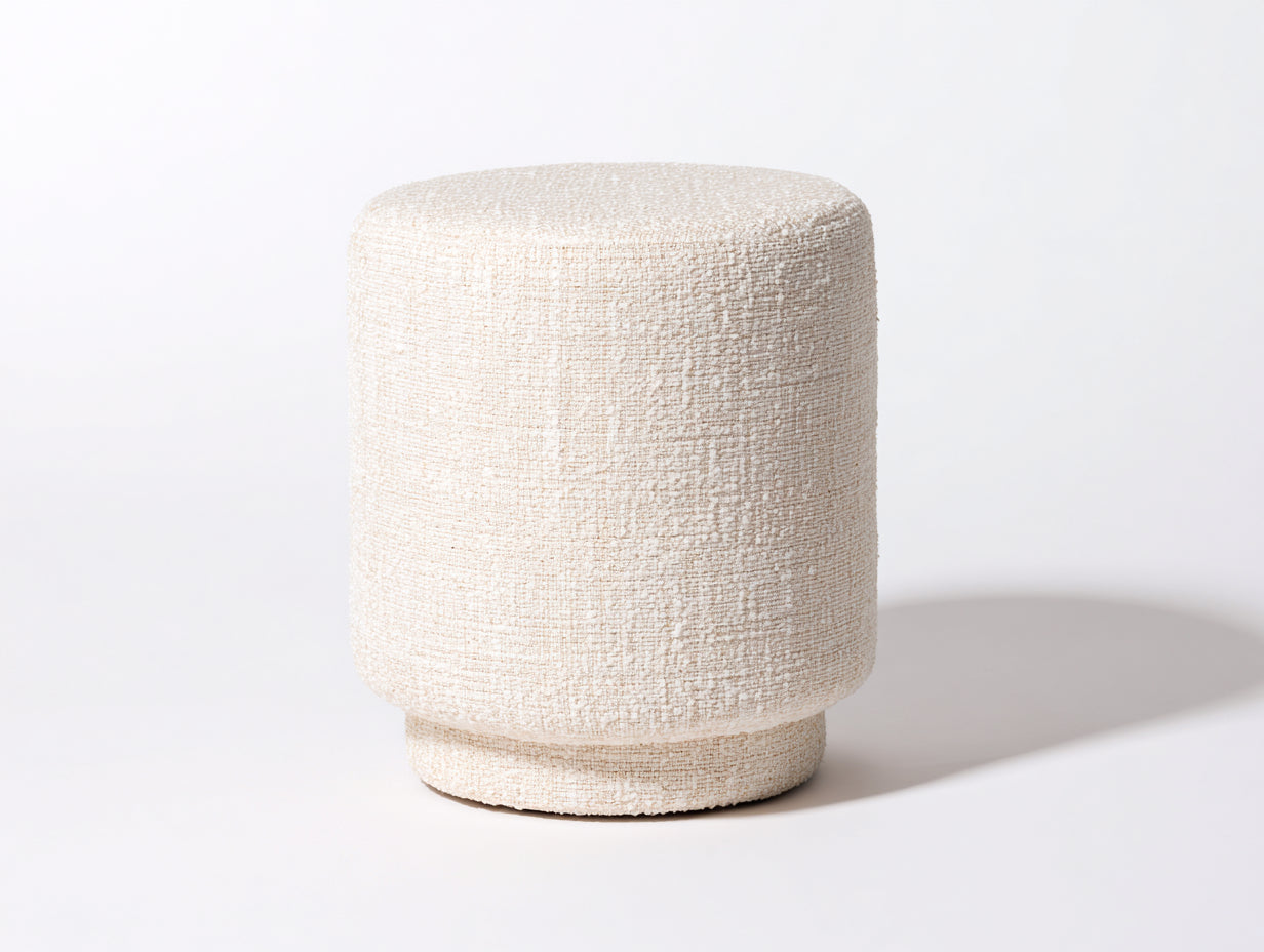 Polsterhocker-Stoff-45×45×50 cm-Creme-mit Sockel für Schlafzimmer